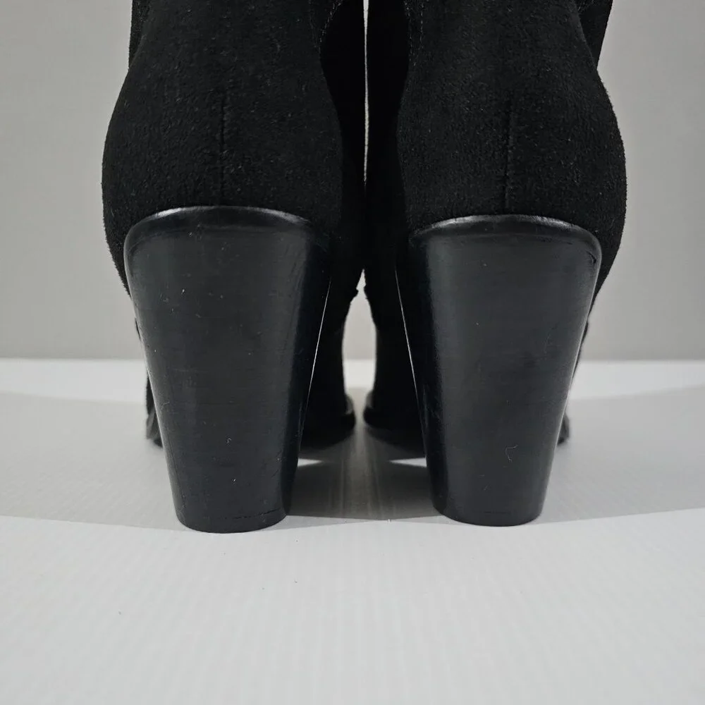 Marc Fisher Cathi Over The Knee Boot Women 7.5 Black Pointed Toe Tall Block Heel